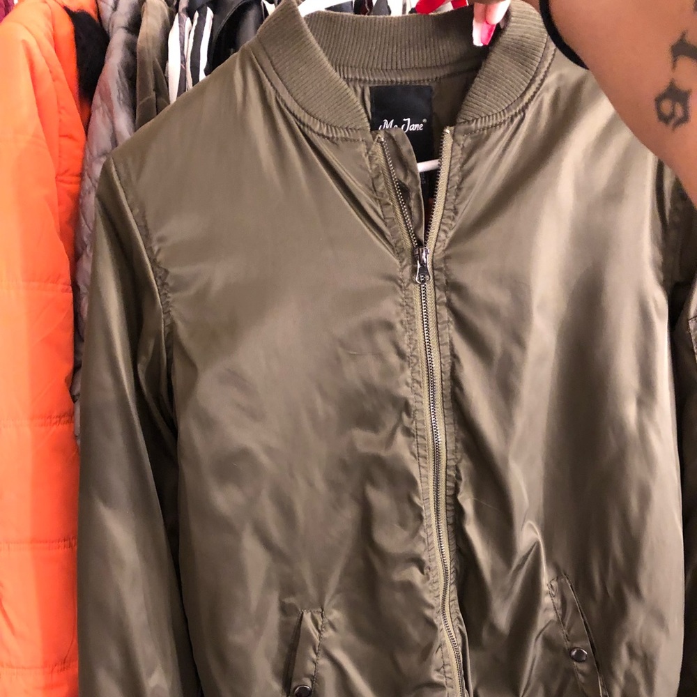 Long, Army Green, Bomber Jacket